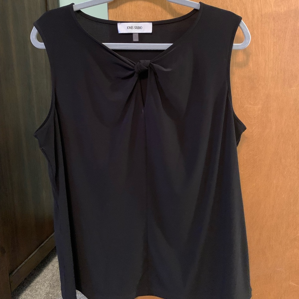 Black top with plunge neckline